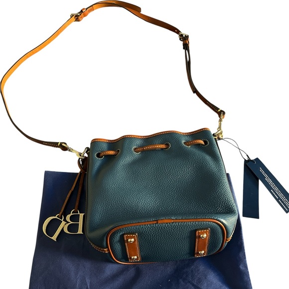 Dooney & Bourke Blue Pebble Grain Leather Drawstring Tote w/ Dust Bag - NWT - Picture 7 of 9